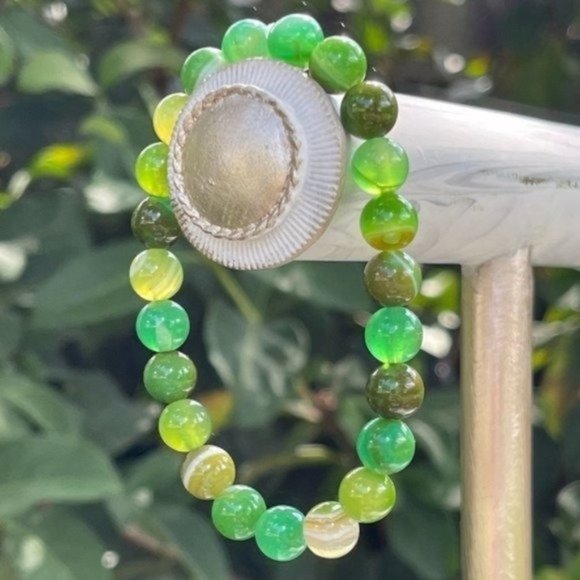 wild river gems Jewelry - 8mm Green Sardonyx Stretch Bracelet